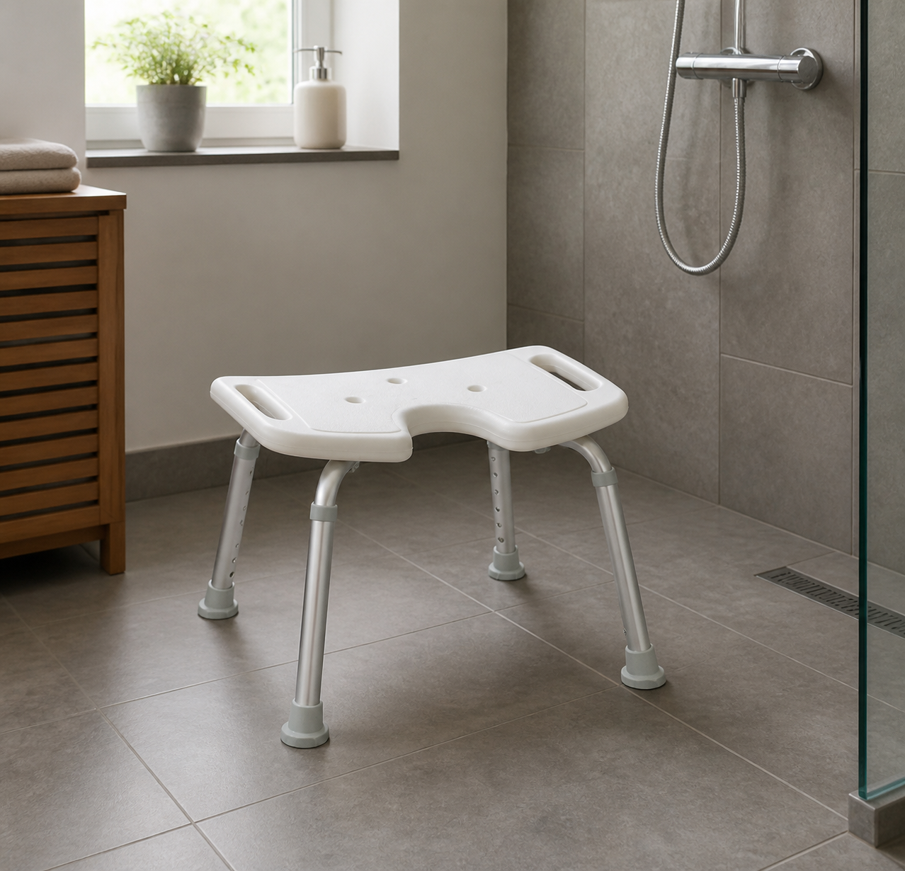 RIDDER height-adjustable bathroom stool, white