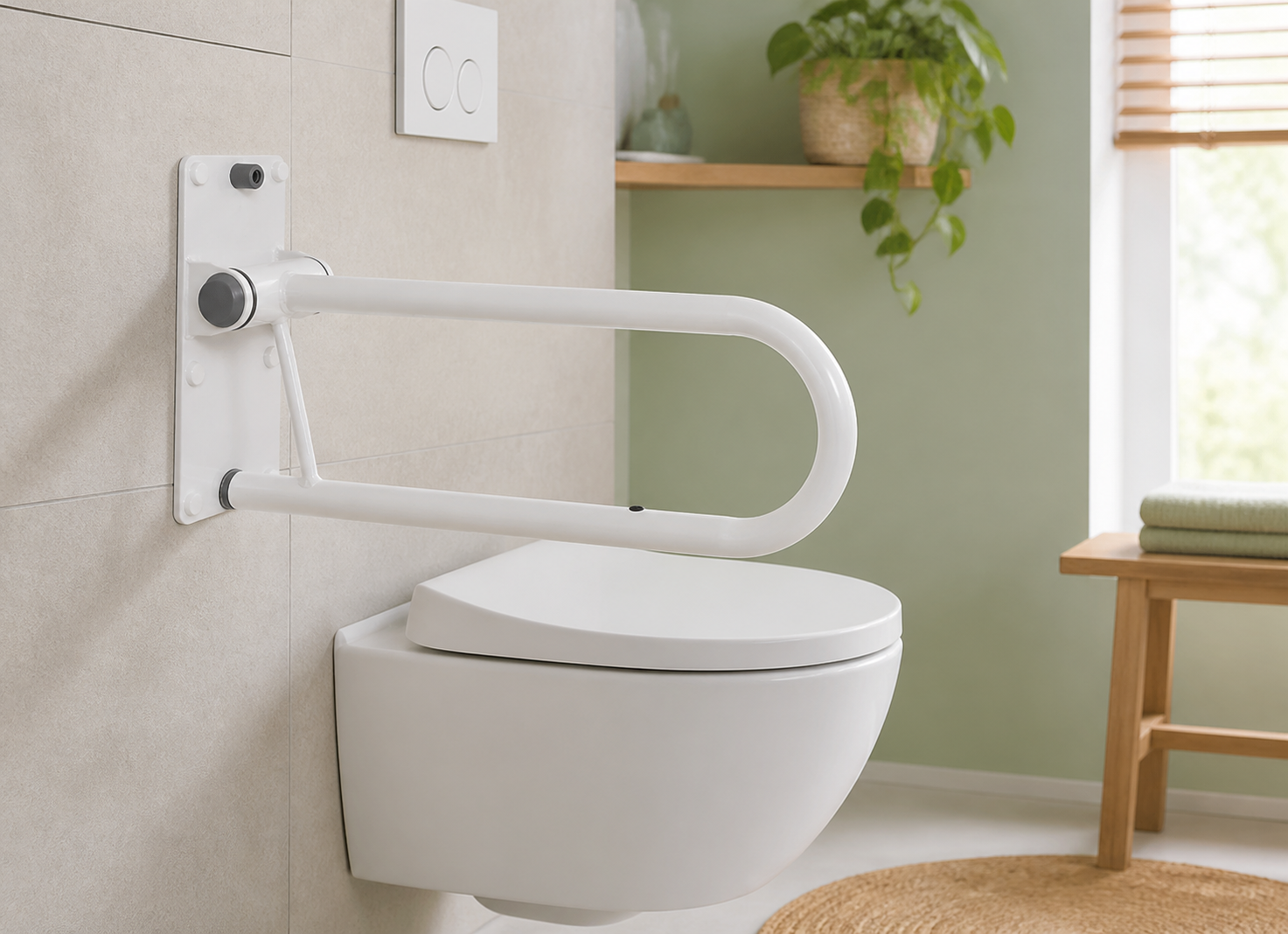 RIDDER folding WC support rail, 55.5 cm, white