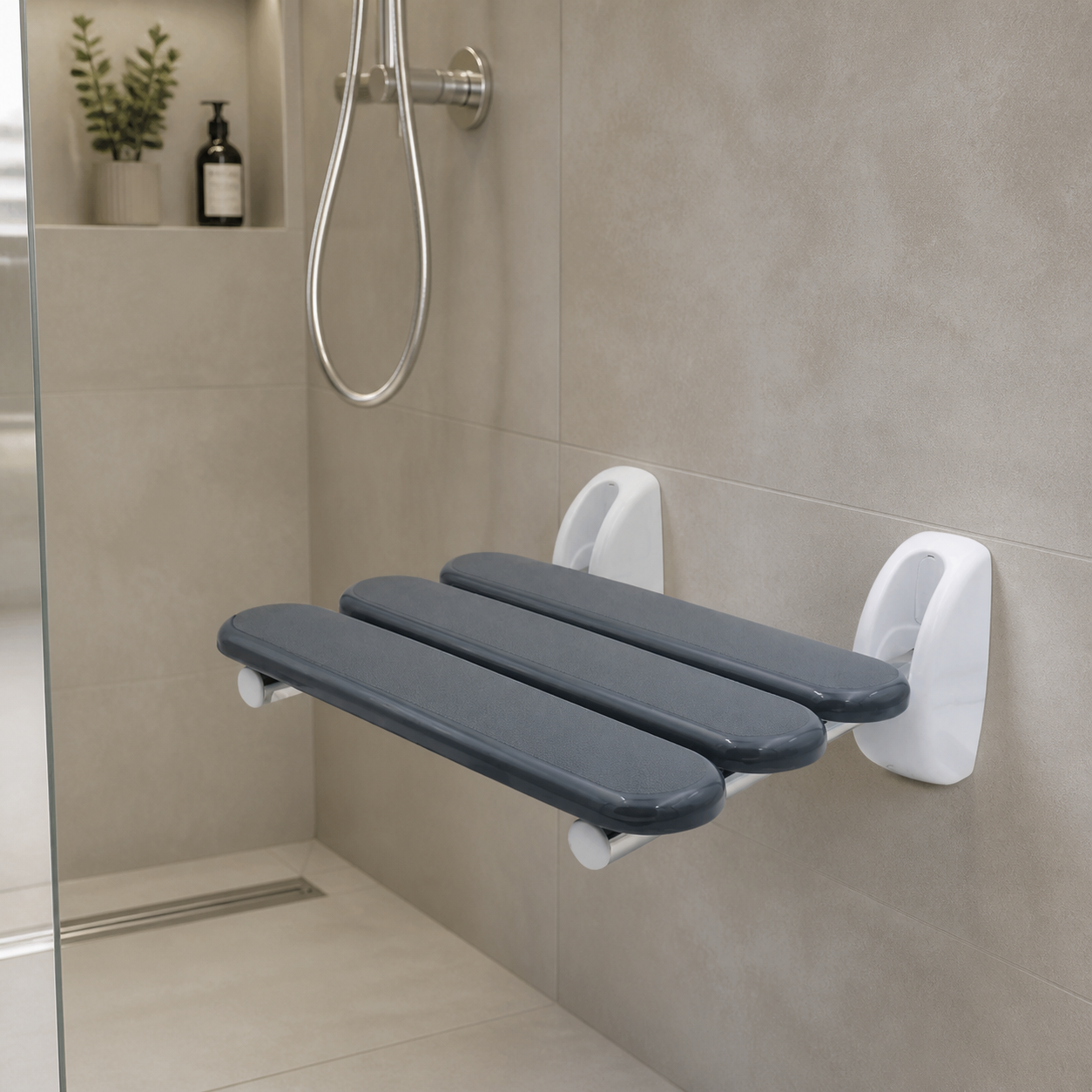RIDDER Pro folding shower seat, grey