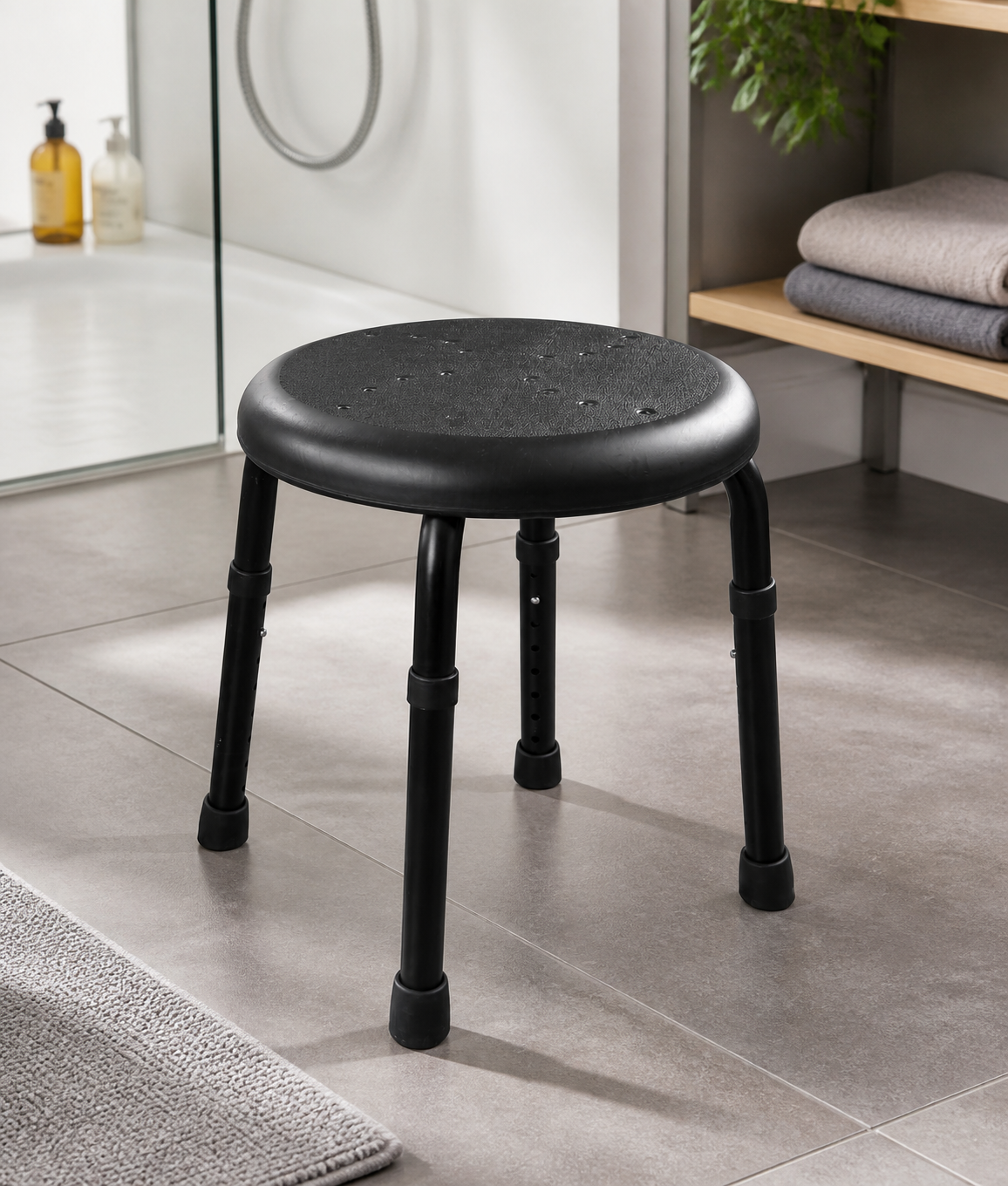 RIDDER HANDICAP bathroom stool, dia. 45cm, black