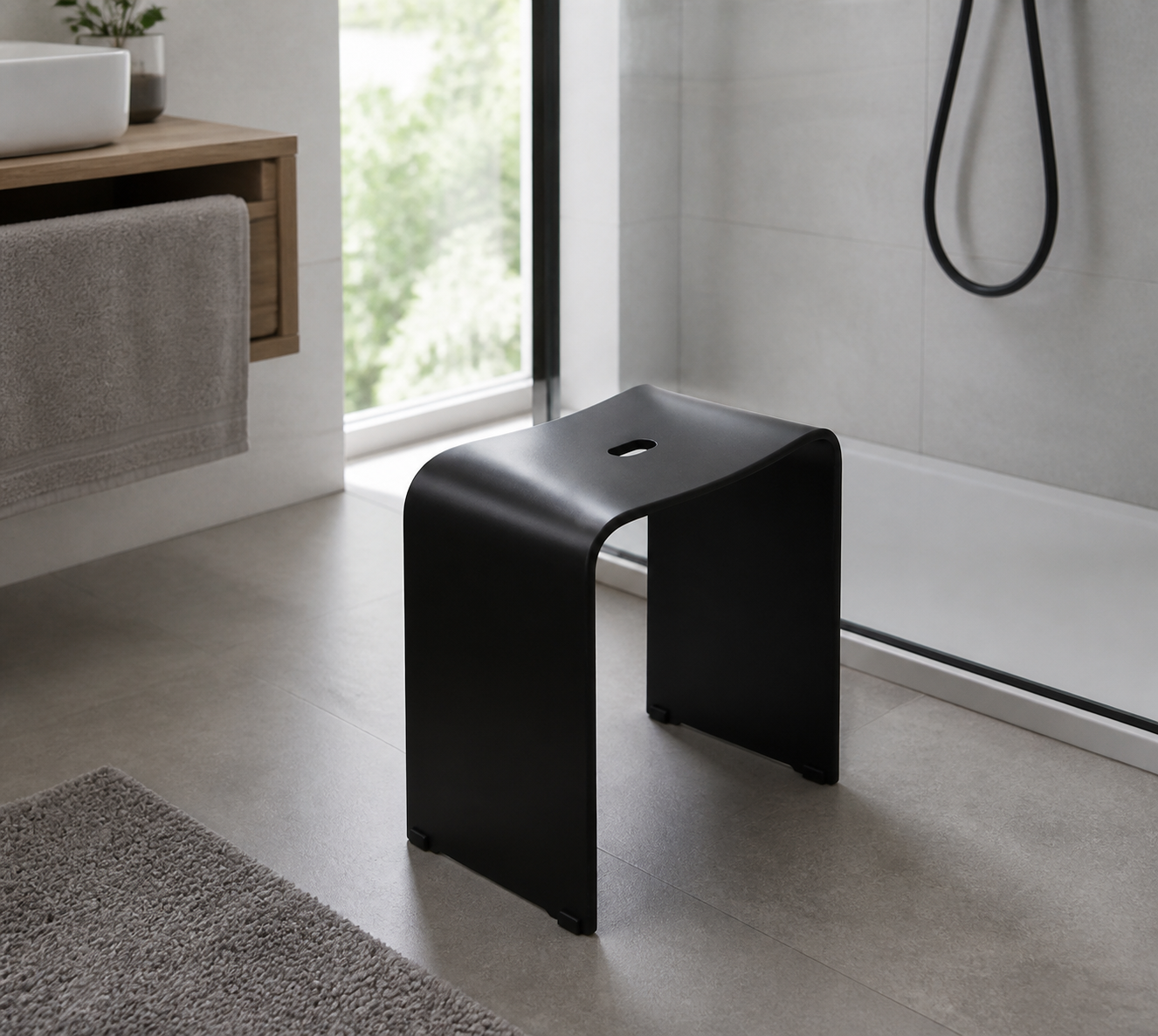 RIDDER TRENDY bathroom stool 40x48x27,5cm, black matt