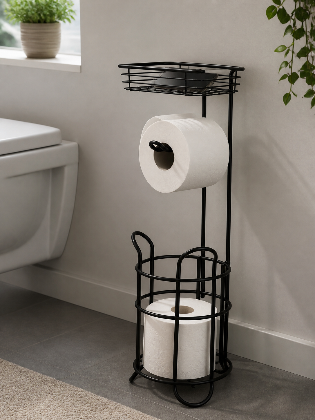 RIDDER MILA toilet paper holder, black/ceramics