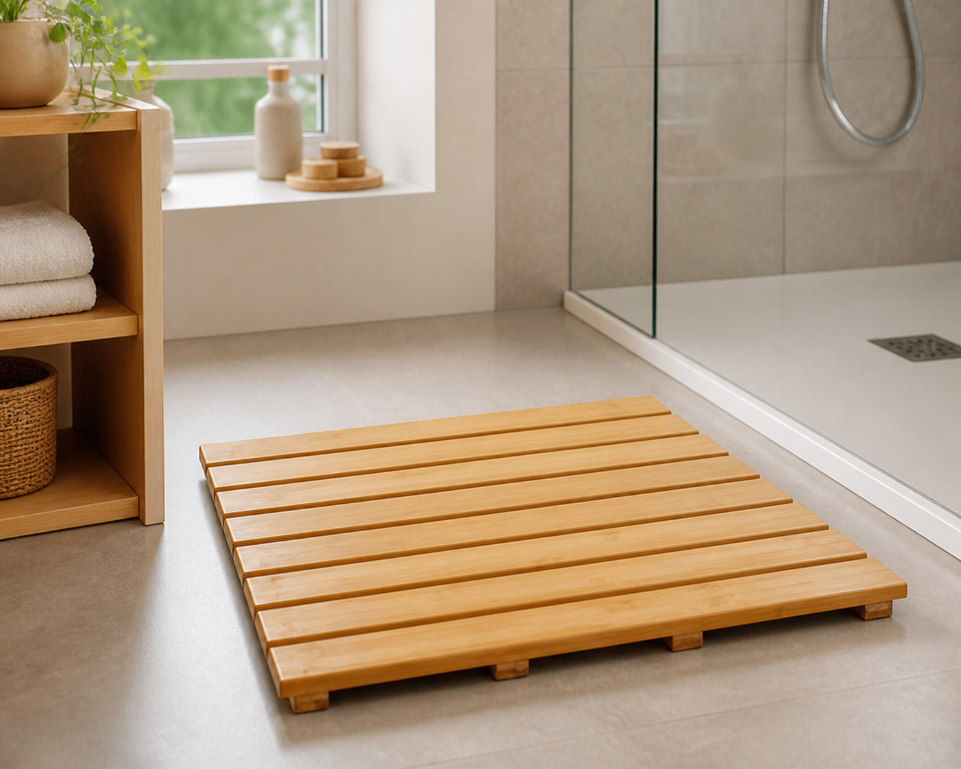 Ridder Grating Деревянный коврик для ванной, натуральный бамбук, 38×79 см