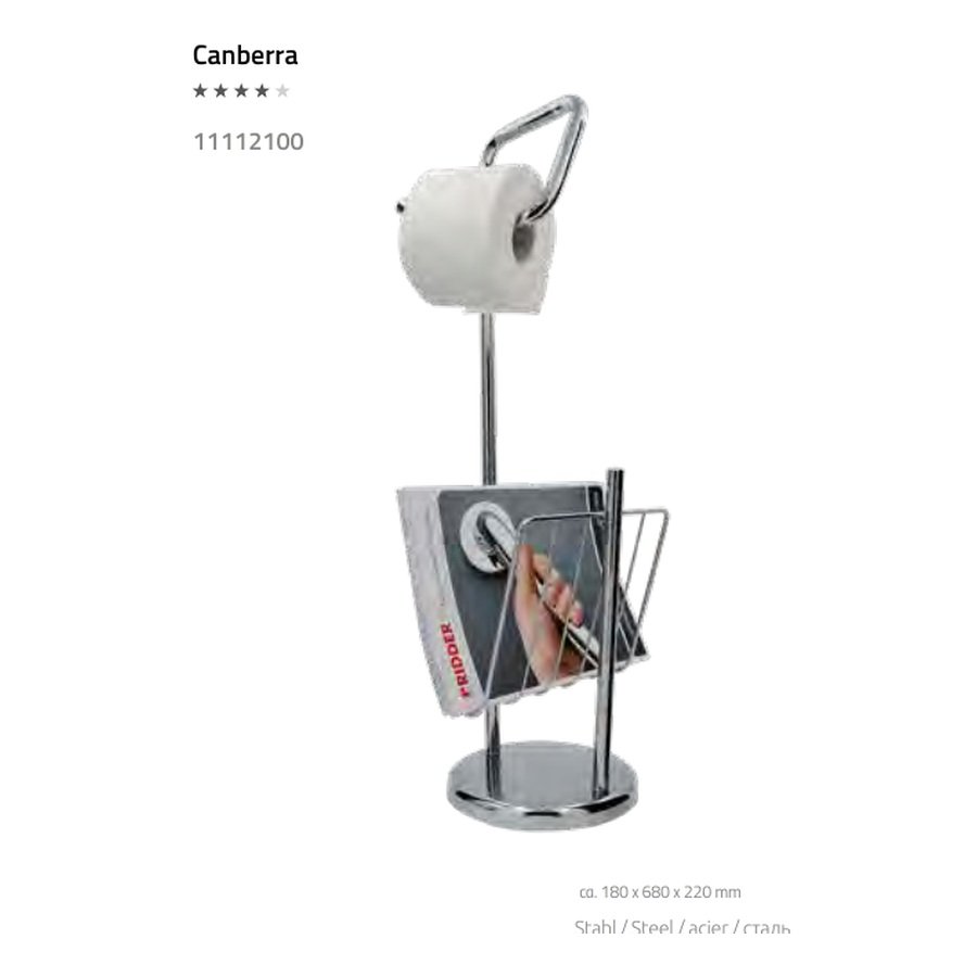 RIDDER Canberra freestanding toilet paper and magazine holder, chrome