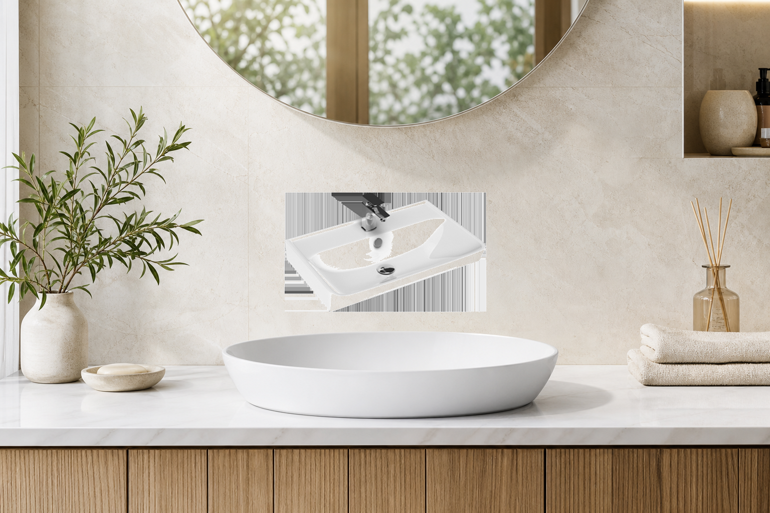 AI-assisted environment illustration; exact product image preserved