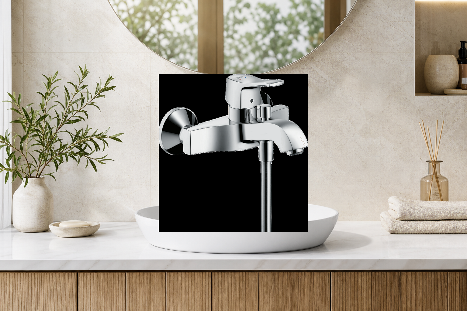 AI-assisted environment illustration; exact product image preserved