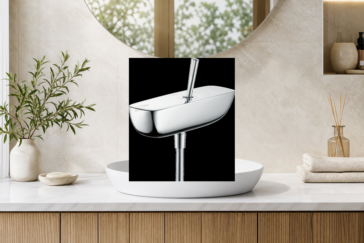 AI-assisted environment illustration; exact product image preserved