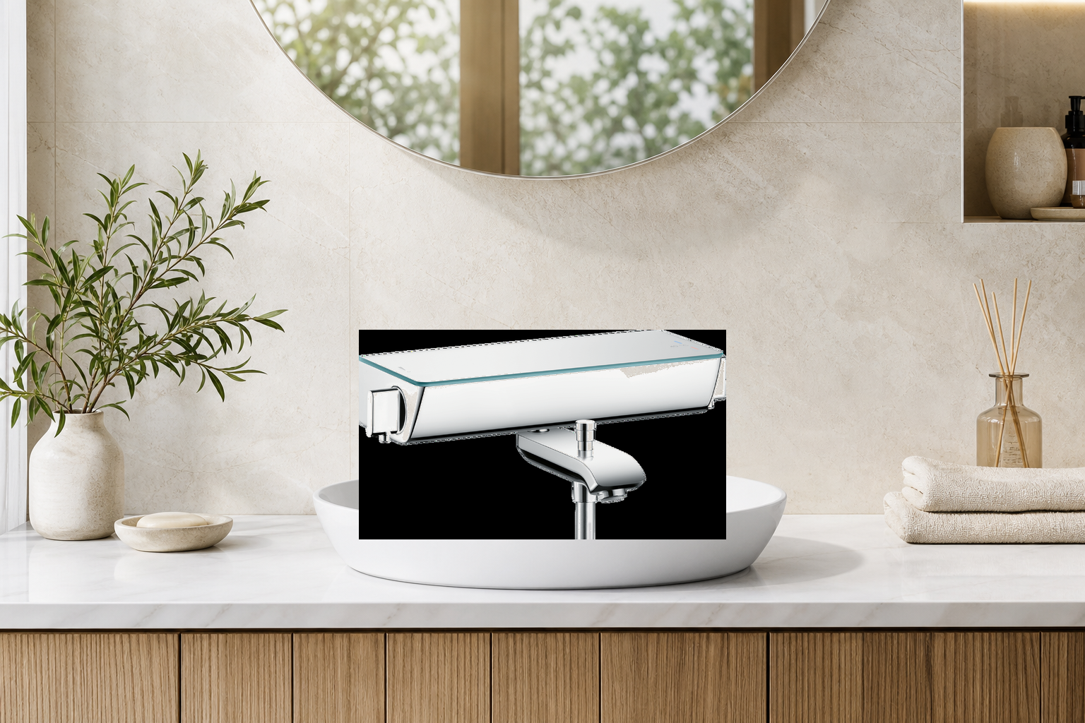 AI-assisted environment illustration; exact product image preserved