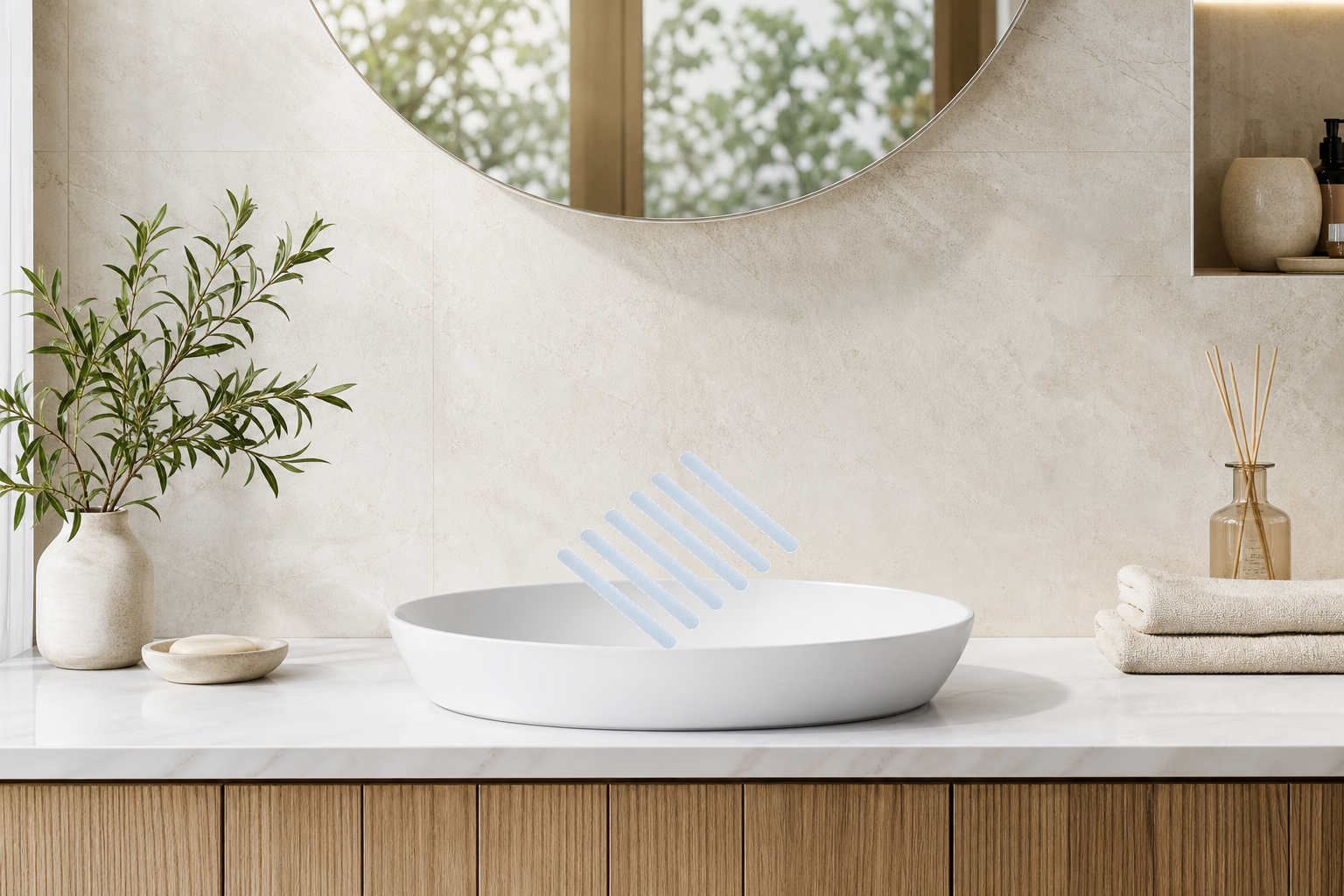 AI-assisted environment illustration; exact product image preserved