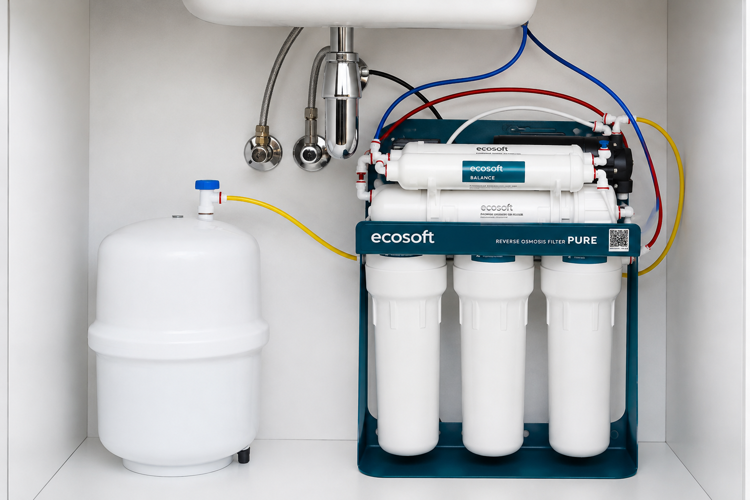 Фильтр обратного осмоса Ecosoft P'URE Balance с помпой на станине MO675MBALPSECO