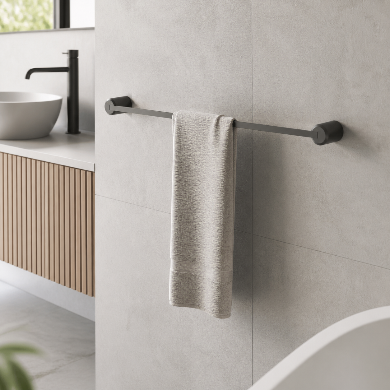 Deante accessory 201 installed bathroom scene