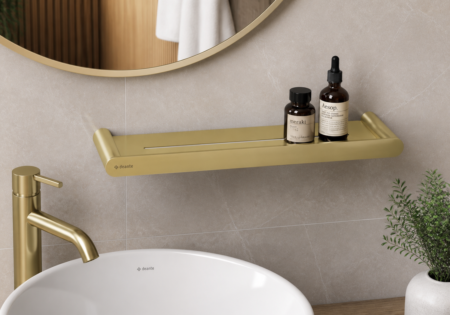Deante Round ADR_R511 wall-mounted bathroom shelf lifestyle