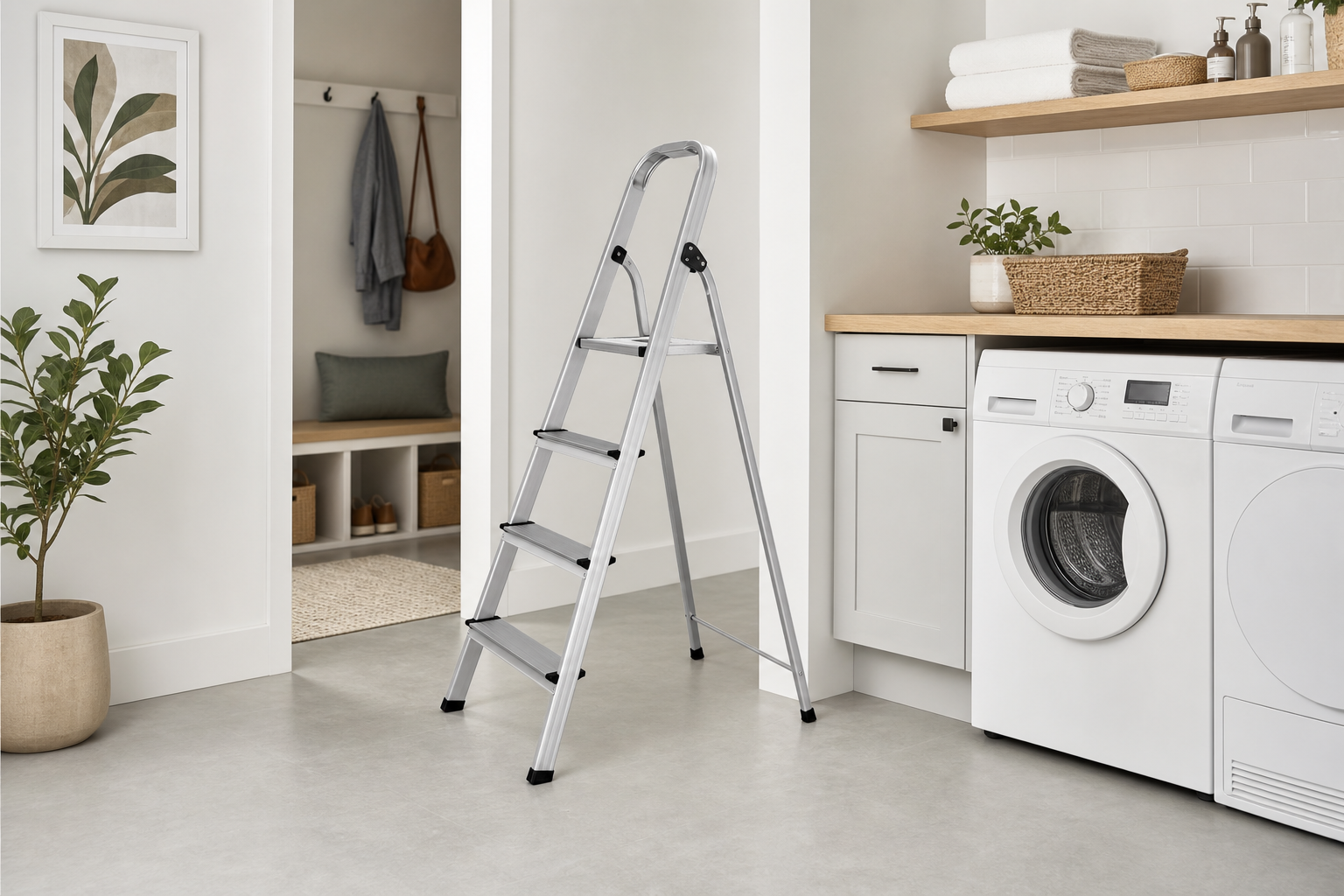 KRAUSE MONTO Safety алюминиевая стремянка, 1x8 ступеней