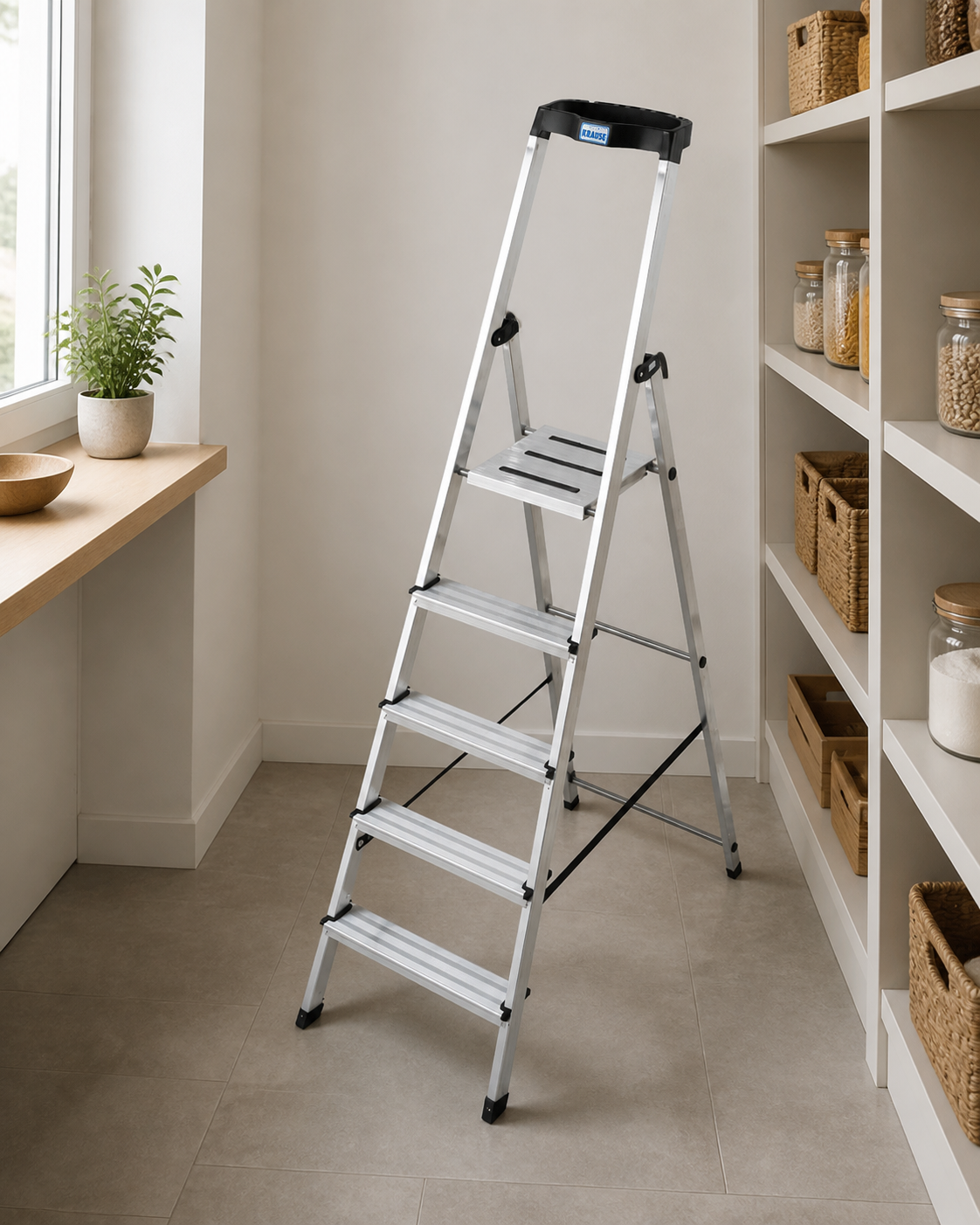 KRAUSE MONTO Safety алюминиевая стремянка, 1x6 ступеней