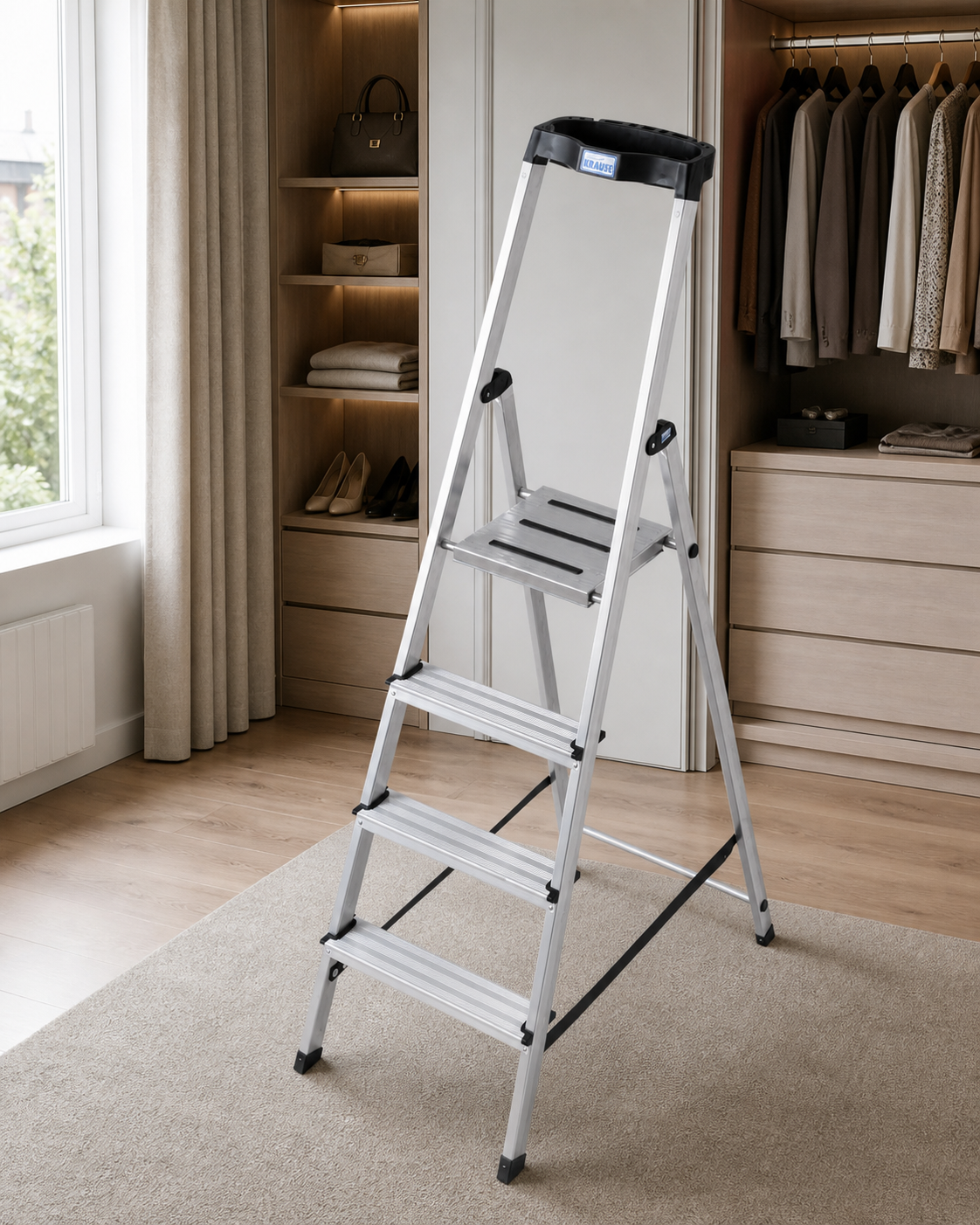 KRAUSE MONTO Safety алюминиевая стремянка, 1x5 ступеней