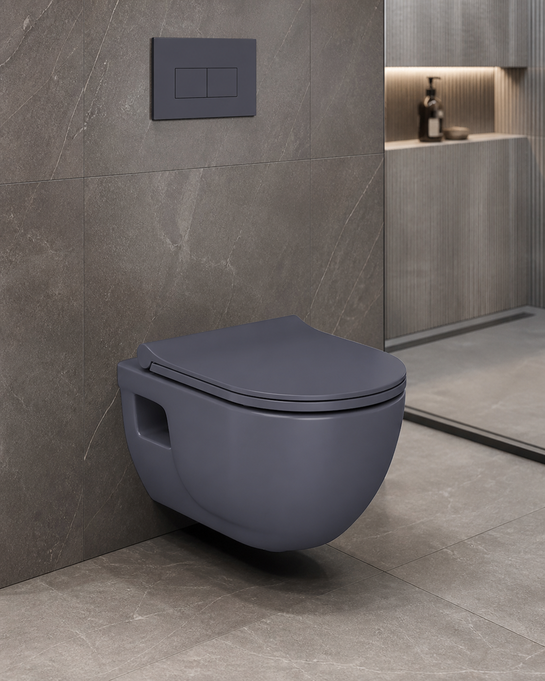 Sanovit Lucco Brilla wet asphalt wall-hung toilet installed lifestyle