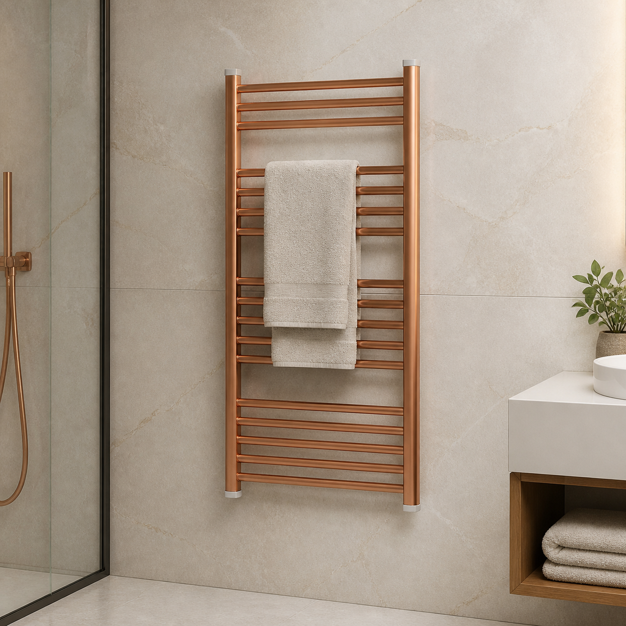 Vessen towel warmer 734 wall-mounted bathroom scene