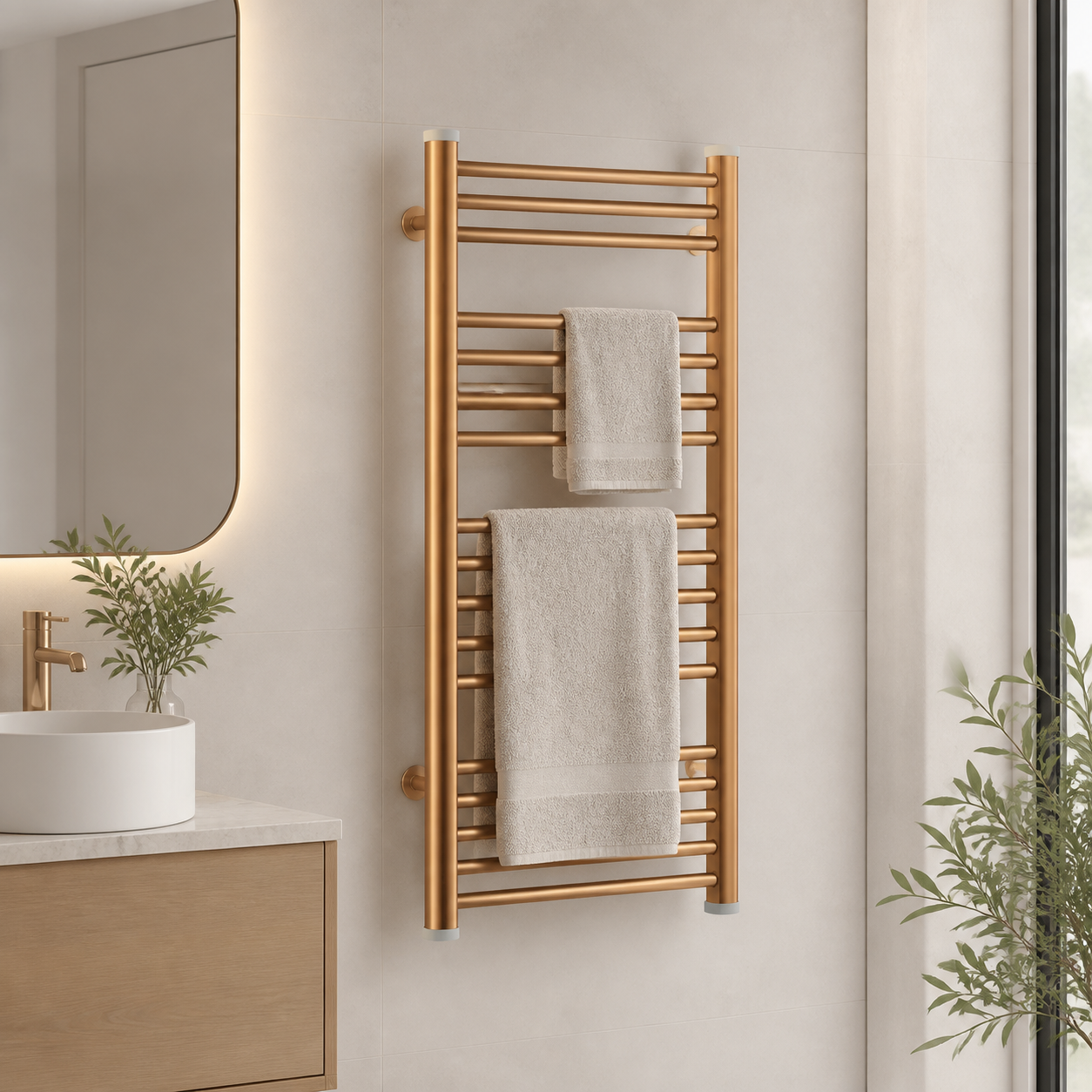 Vessen towel warmer 736 wall-mounted bathroom scene