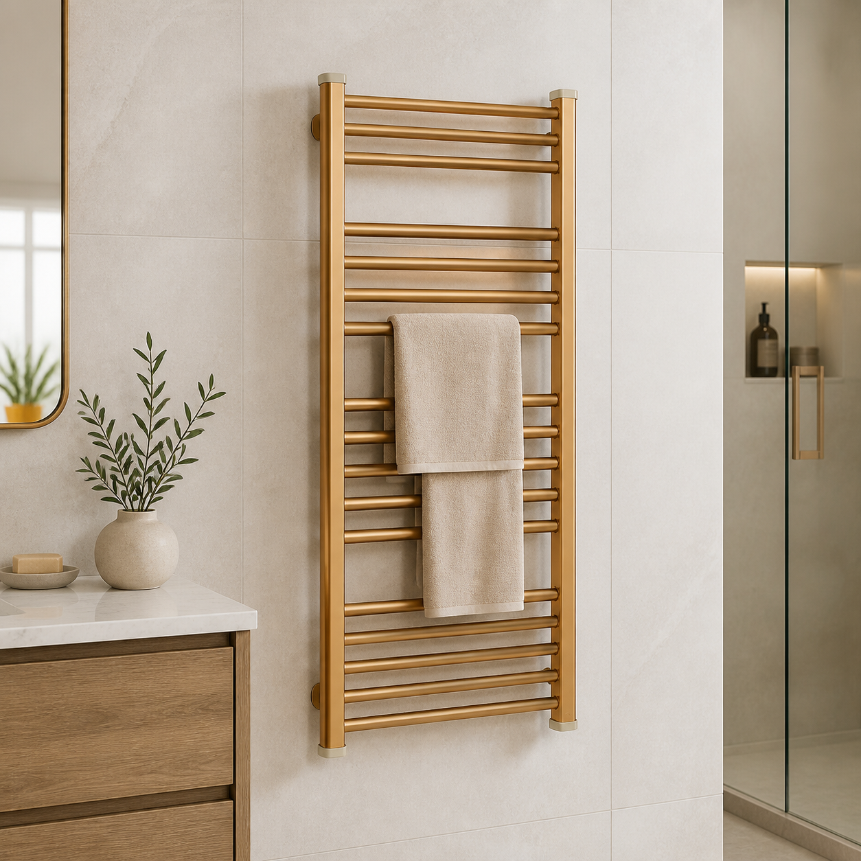 Vessen towel warmer 739 wall-mounted bathroom scene