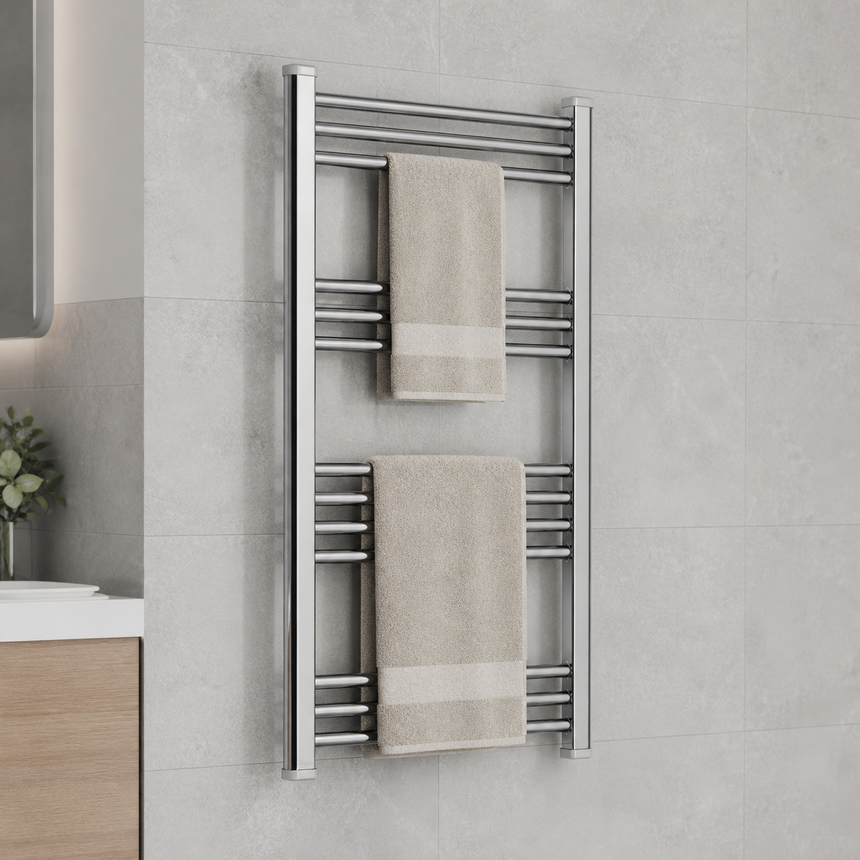 Vessen towel warmer 740 wall-mounted bathroom scene